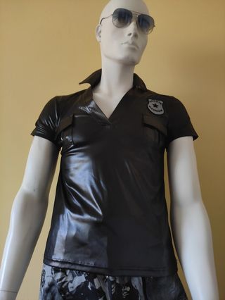 Camicia Polizia PVC Nero Lucido Leather