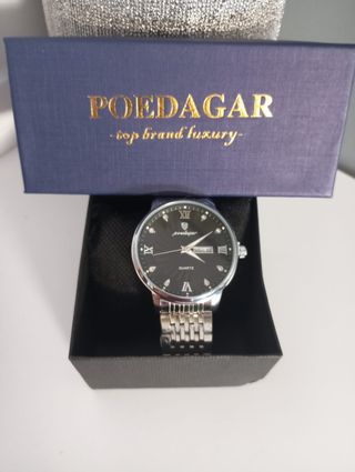 Reloj POEDAGAR Hombre Negro y Plateado