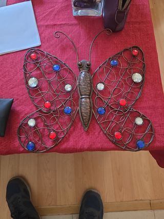 Mariposa Decorativa Metal y Cristal