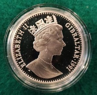 Moneda Gibraltar 1991 Olimpiada Barcelona plata925