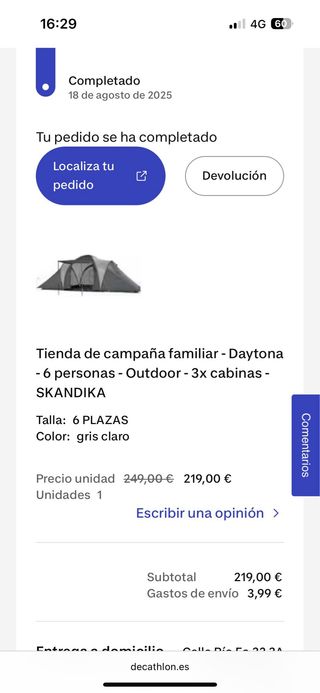 Tienda de campaña para camping