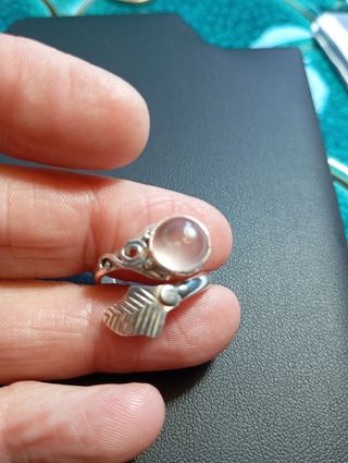 Anillo Plata Ley cuarzo rosa 