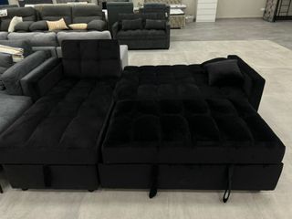 Sofá Chaise Longue Negro - Cama 190X170CM
