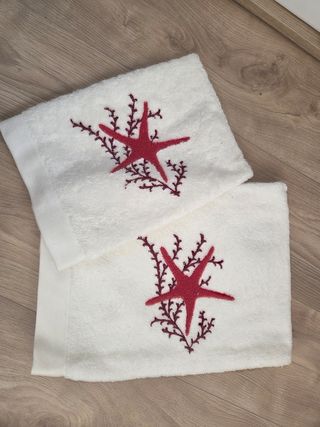 Coppia Asciugamani Ricamo Stella Marina S. lusso