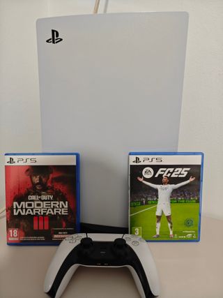 Ps5 con lector y 2 Juegos FIFA 25 y COD MW3