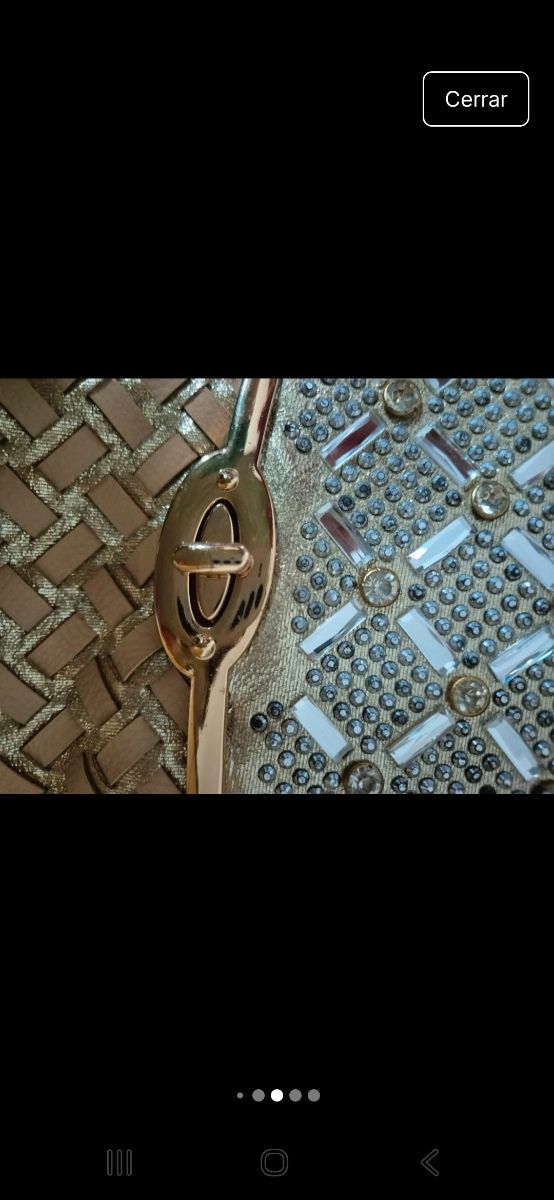 Borsa beige-oro con diamanti