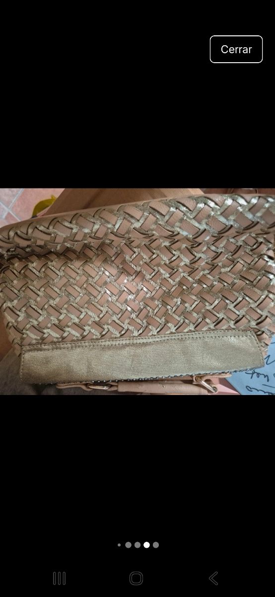 Borsa beige-oro con diamanti