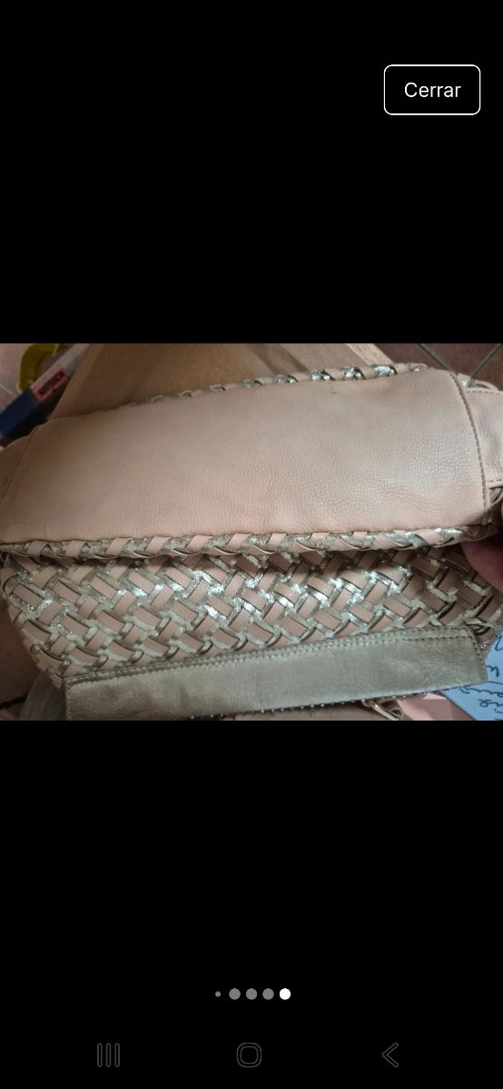 Borsa beige-oro con diamanti