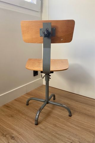 Silla Taller Vintage Madera y Metal