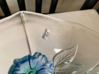 Centrotavola in cristallo con base argento 925