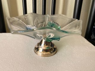 Centrotavola in cristallo con base argento 925