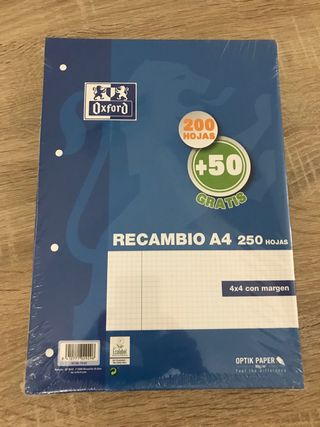 Recambio Oxford A4 250 hojas 4x4