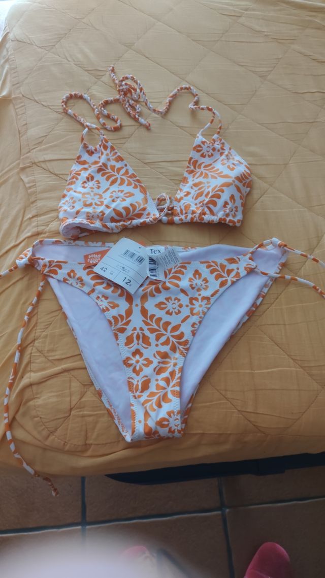 Bikini Tex Naranja y Blanco Talla 42