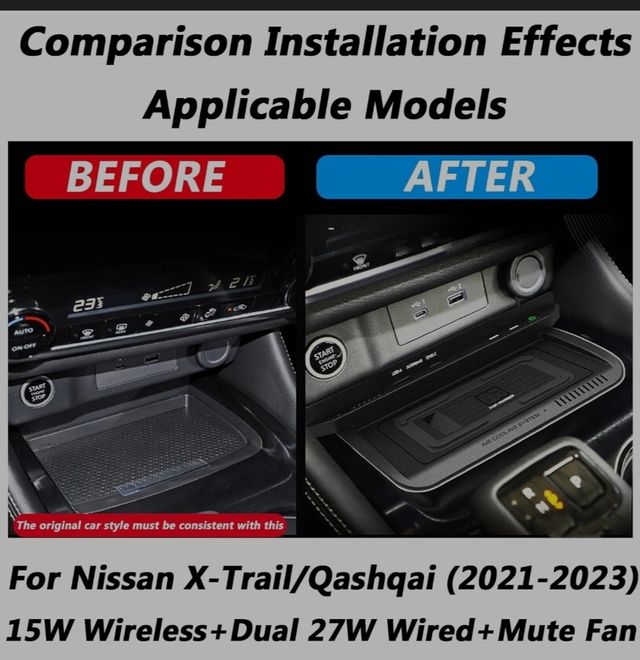 Cargador Inalámbrico Coche Nissan X-Trail/Qashqai