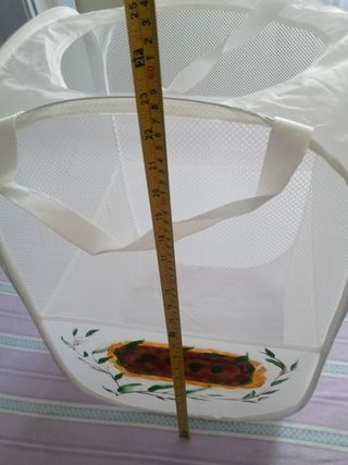 Cesto porta giochi bianco con disegno