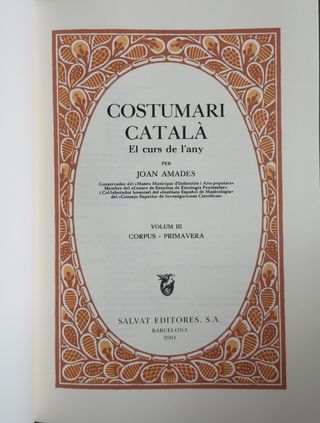 Costumari català. El curs de l'any (Joan Amades)