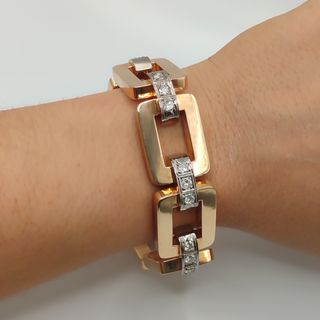 00347 PULSERA CON DIAMANTES DE ORO ROSA DE 18K 