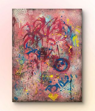 Quadro astratto multicolor su tela