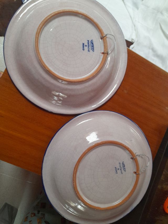 Coppia di piatti decorativi in ceramica