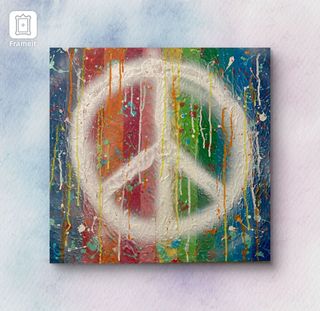Quadro con simbolo pace multicolore