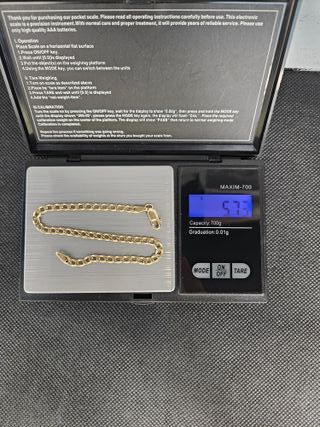 Pulsera de Oro 18K, Cubana, Barbada, 5,7gr, 20cm