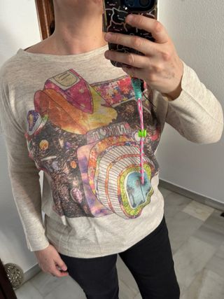 Jersey fino dibujo cámara fotográfica