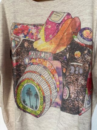 Jersey fino dibujo cámara fotográfica