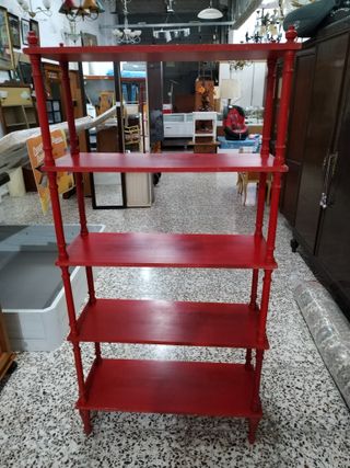 Estantería auxiliar roja de madera