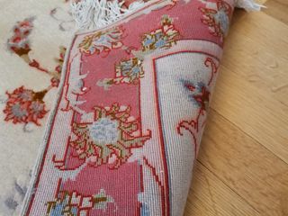 Pareja de alfombras de lana beige y rosa