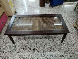 MESA AUXILIAR CRISTAL Y BAMBÚ