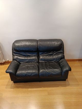 Sofá de cuero negro 2 plazas