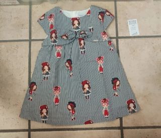 Vestido bebé niña rayas y muñecas