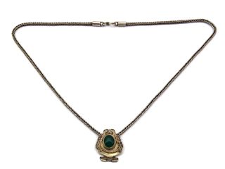 cadena plata 925mm con piedra con esmeralda 29cm