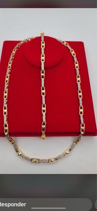 Conjunto de cadena y pulsera oro laminado 14k