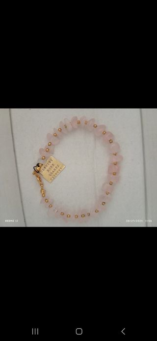 Pulsera de Cuarzo Rosa y Oro