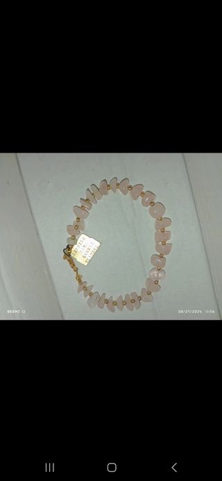 Pulsera de Cuarzo Rosa y Oro