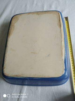 Bandeja Horno Cerámica Azul y Blanca 34x29x6cm