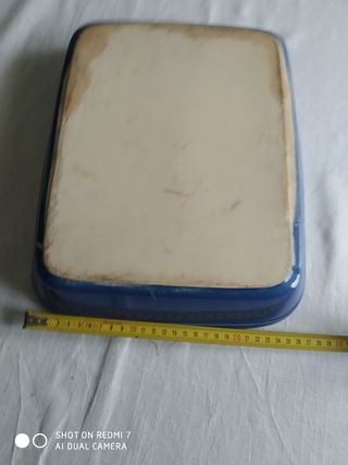 Bandeja Horno Cerámica Azul y Blanca 34x29x6cm
