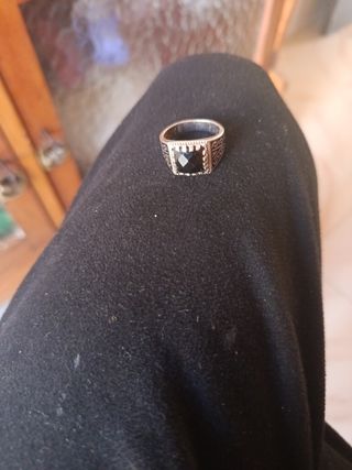Anillo Plata 925 Hombre Negro