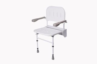 Silla de ducha plegable con patas y brazos