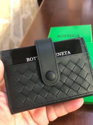 Tarjetero Bottega Veneta Negro Piel Trenzada