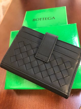 Tarjetero Bottega Veneta Negro Piel Trenzada