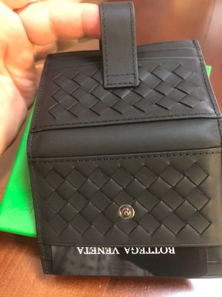 Tarjetero Bottega Veneta Negro Piel Trenzada