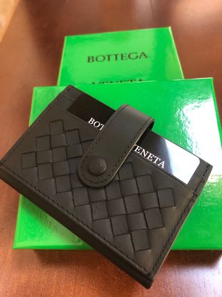 Tarjetero Bottega Veneta Negro Piel Trenzada