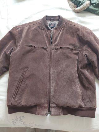 Chaqueta Bomber Ante Marrón Hombre