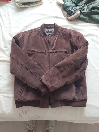 Chaqueta Bomber Ante Marrón Hombre