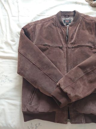 Chaqueta Bomber Ante Marrón Hombre