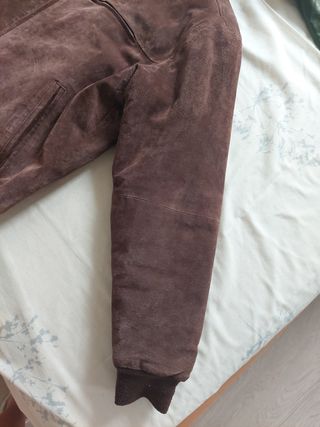 Chaqueta Bomber Ante Marrón Hombre