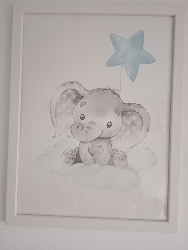 Láminas elefantes y estrellas bebés