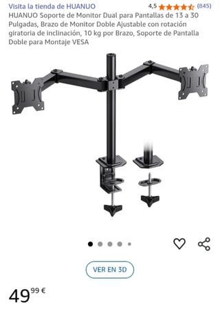 Soporte Monitor Dual HUANUO VESA Negro